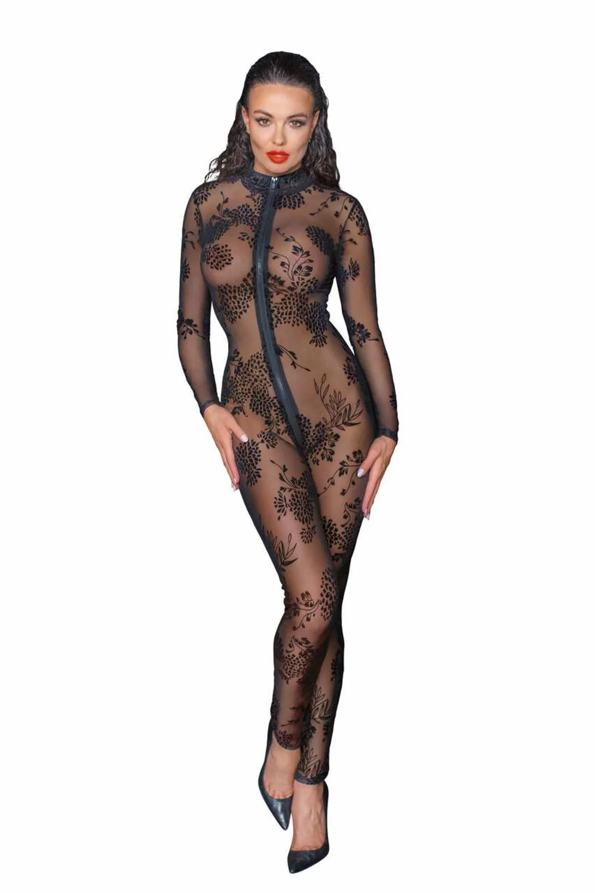 (SALE) Бодістокінг Noir Handmade F237 Long tulle overall - XL - Зображення 4