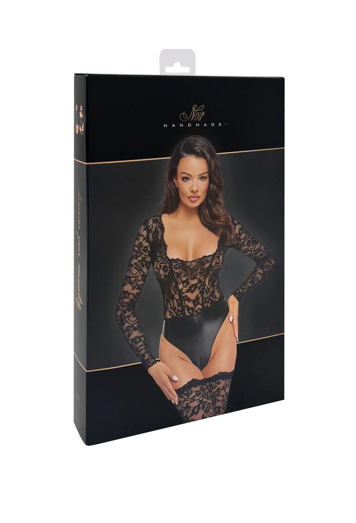 Боді Noir Handmade F296 Psyche bodysuit of lace and wetlook - L - Зображення 8