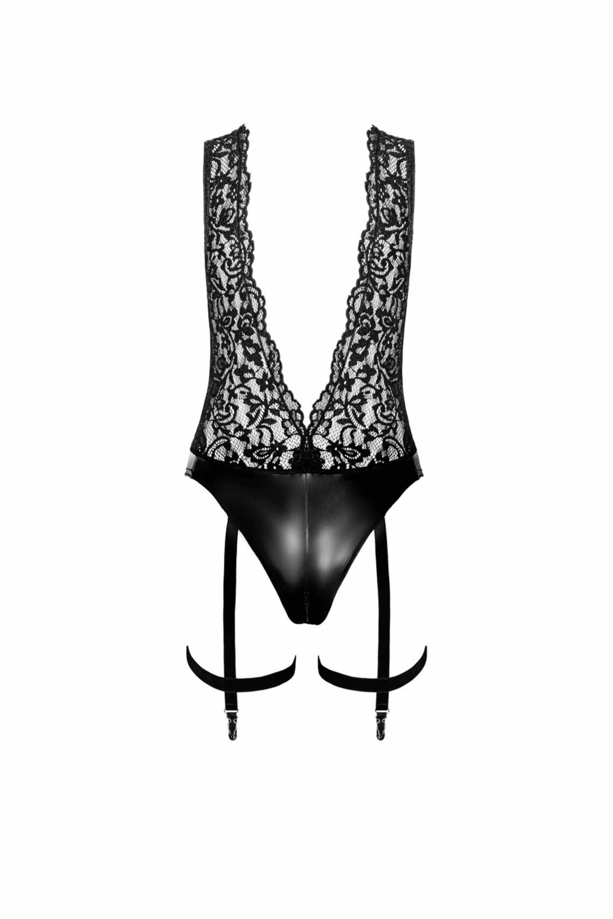 Боді Noir Handmade F297 Libido, S, мереживо і латекс, чорне