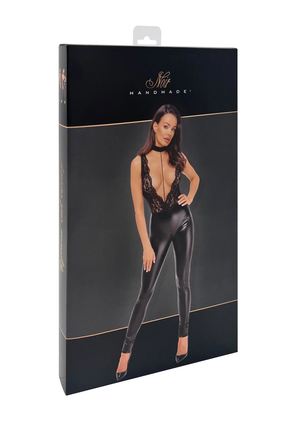 Комбінезон Noir Handmade F298 Libido Deep-V catsuit with collar and pearl chain - XXL - Зображення 7