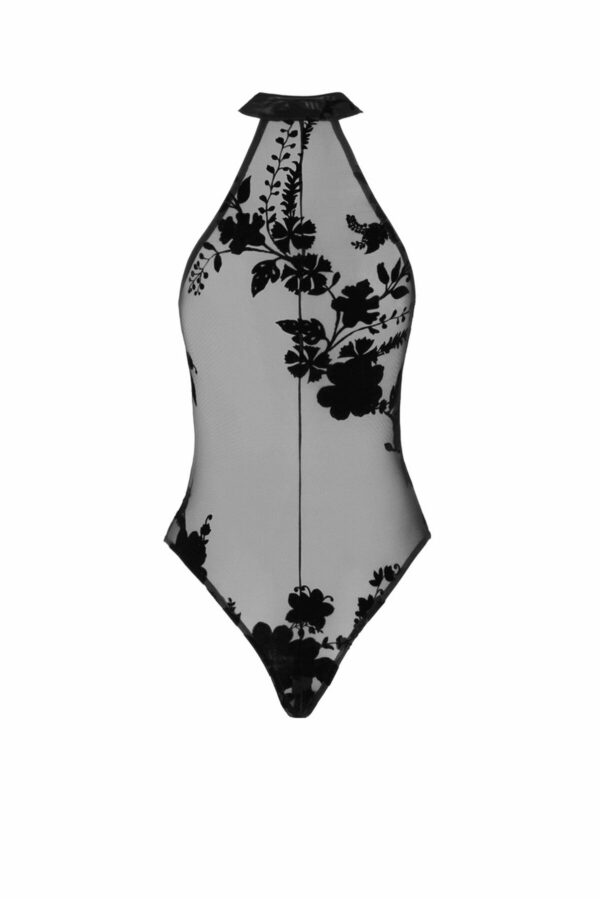 Боді Noir Handmade F314 Ego flocked mesh halter bodysuit - 3XL - Зображення 5