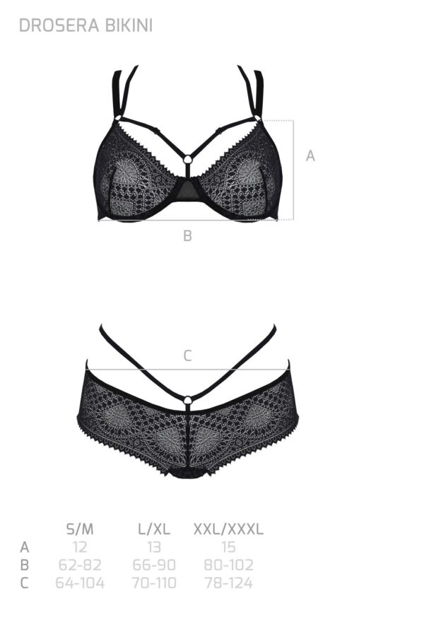 Комплект Passion DROSERA BIKINI black, S/M, бюстгальтер і трусики-кюлоти - Зображення 5
