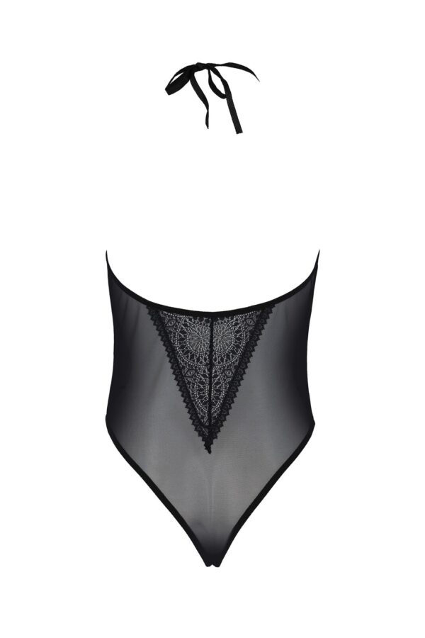 Боді Passion DROSERA BODY black, XXL/XXXL, високі вирізи, верх на зав’язках - Зображення 4