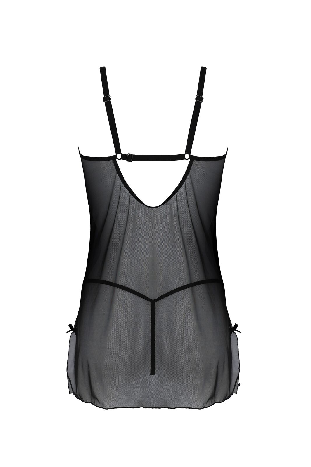 Пеньюар Passion DROSERA CHEMISE black, S/M, мереживний ліф зі стрепами, трусики в комплекті - Зображення 4