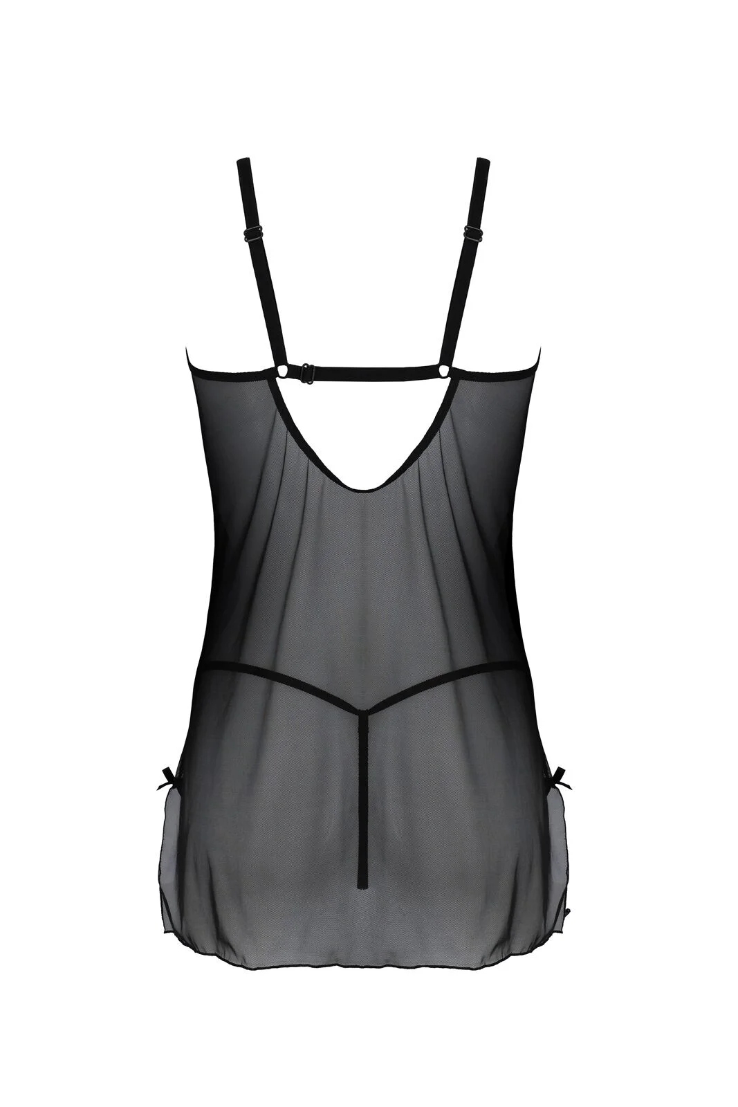 Пеньюар Passion DROSERA CHEMISE black, S/M, мереживний ліф зі стрепами, трусики в комплекті - Зображення 4