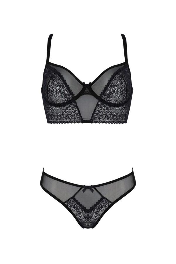 Комплект Passion DROSERA SET black, XXL/XXXL, сітка+мереживо, бюстьє та трусики танга - Зображення 3