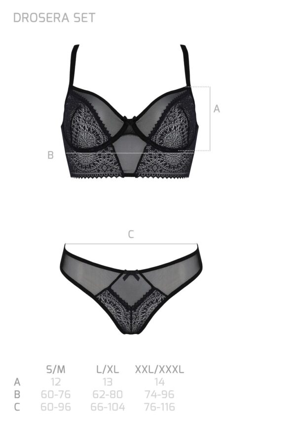 Комплект Passion DROSERA SET black, XXL/XXXL, сітка+мереживо, бюстьє та трусики танга - Зображення 5