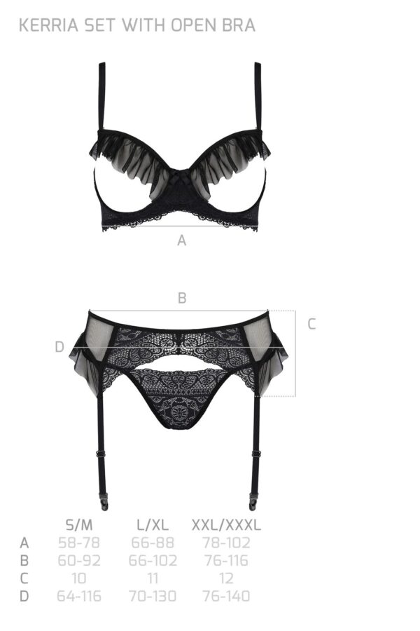 Комплект Passion KERRIA SET WITH OPEN BRA black L/XL - ECO Passion - Зображення 5
