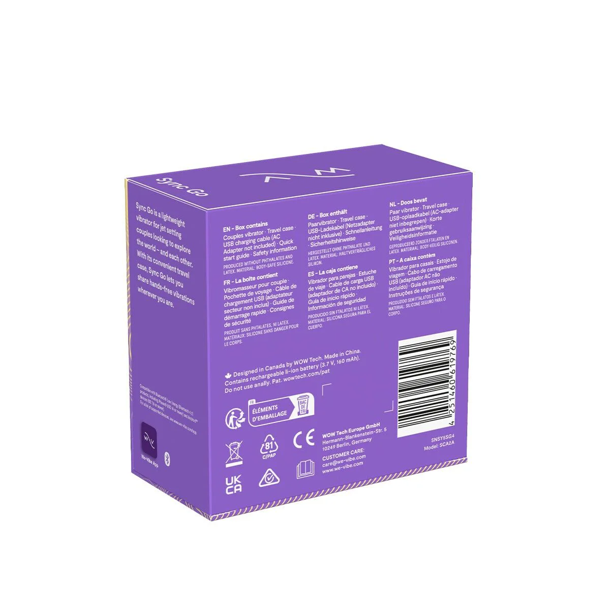 Смарт-вібратор для пар We-Vibe Sync GO Light Purple, тревел-кейс - Зображення 11