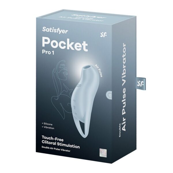 Вакуумний кліторальний стимулятор з вібрацією Satisfyer Pocket Pro 1 Blue - Зображення 5