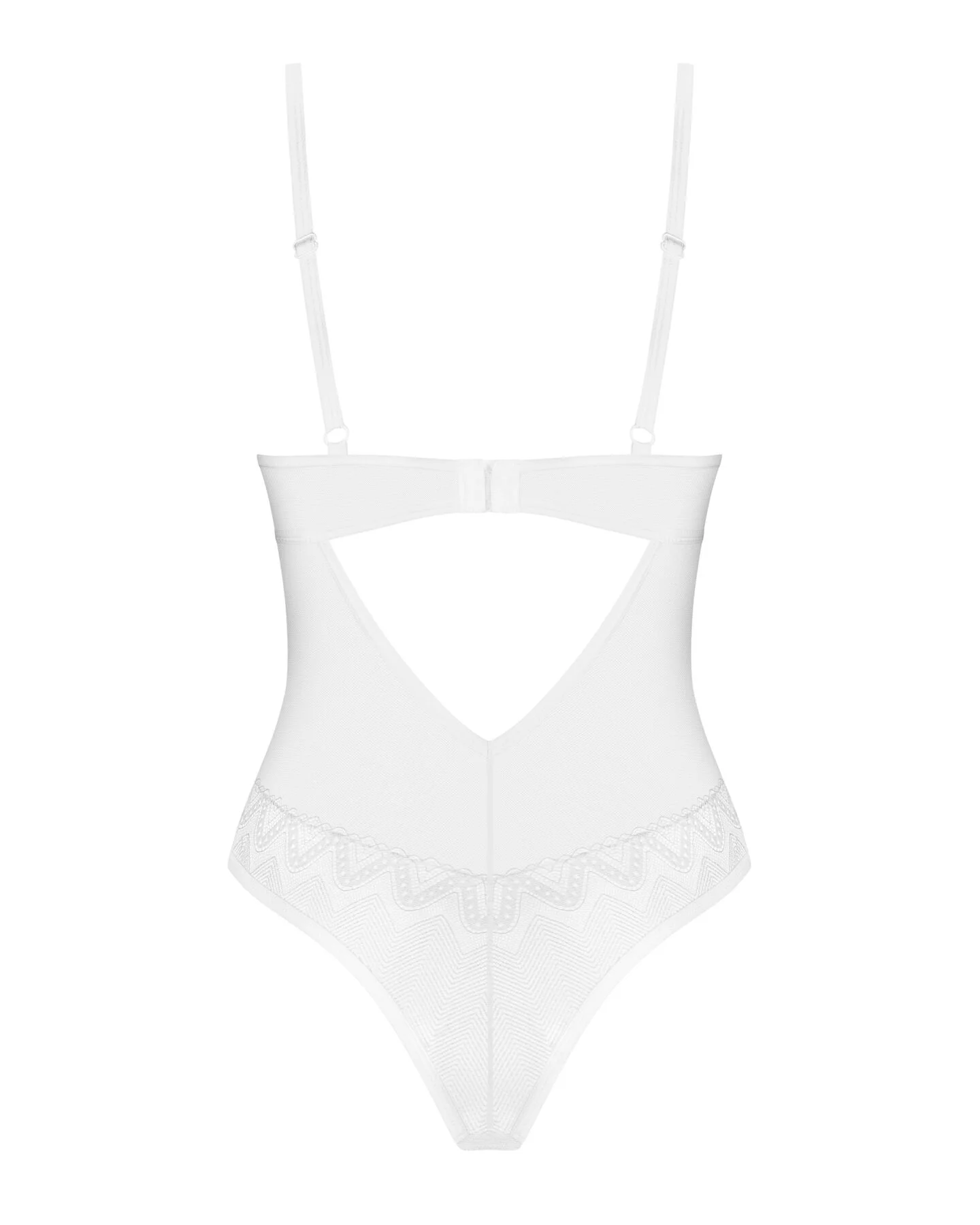 Боді Obsessive Alissium Teddy White, M/L, ліф з м’якою чашкою, високі вирізи для ніг - Зображення 6