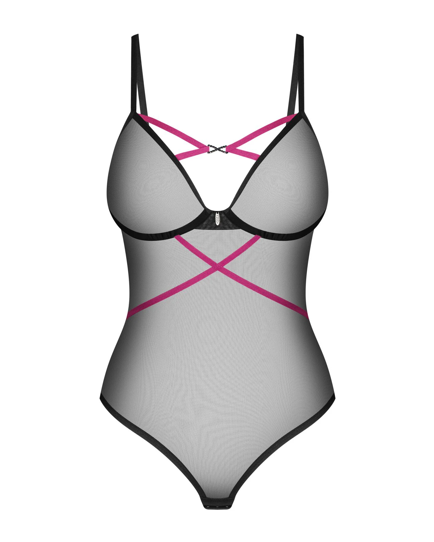 Боді Obsessive Novenes teddy, M/L, прозоре, чашки на кісточках, декор у вигляді стрічок - Зображення 6