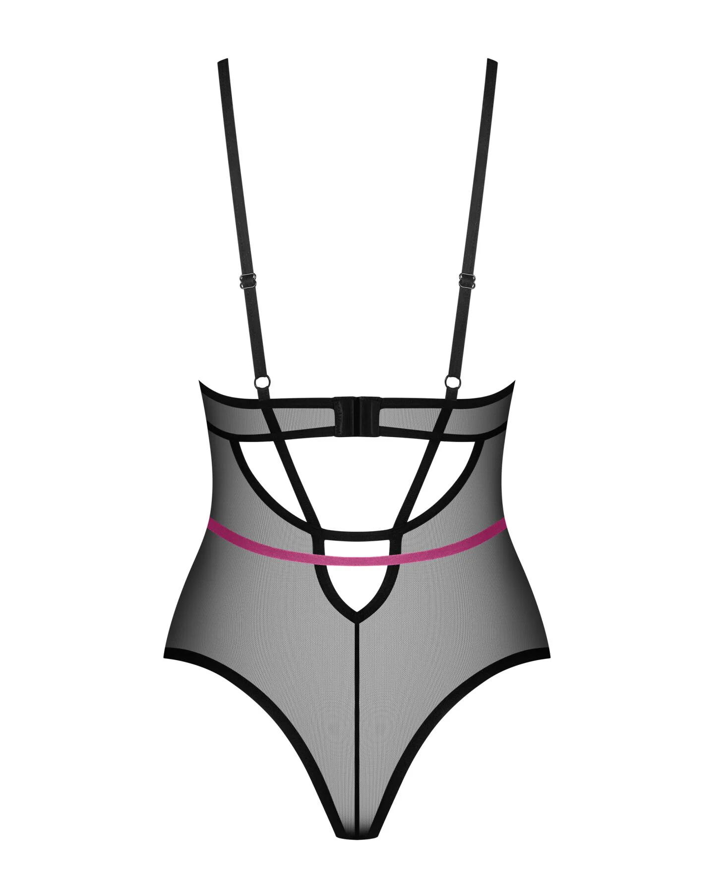 Боді Obsessive Novenes teddy, XL/2XL, прозоре, чашки на кісточках, декор у вигляді стрічок - Зображення 7