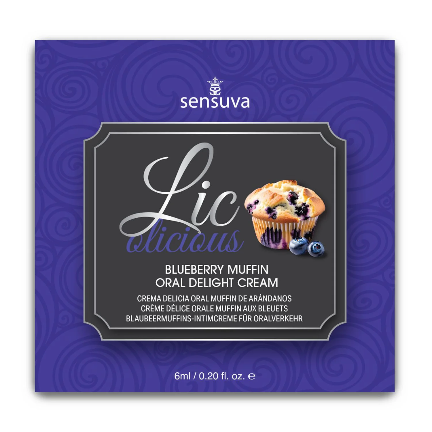 Пробник гелю для мінету Sensuva Lic-o-licious Blueberry Muffin (6 мл), оліїстий, без цукру - Зображення 2