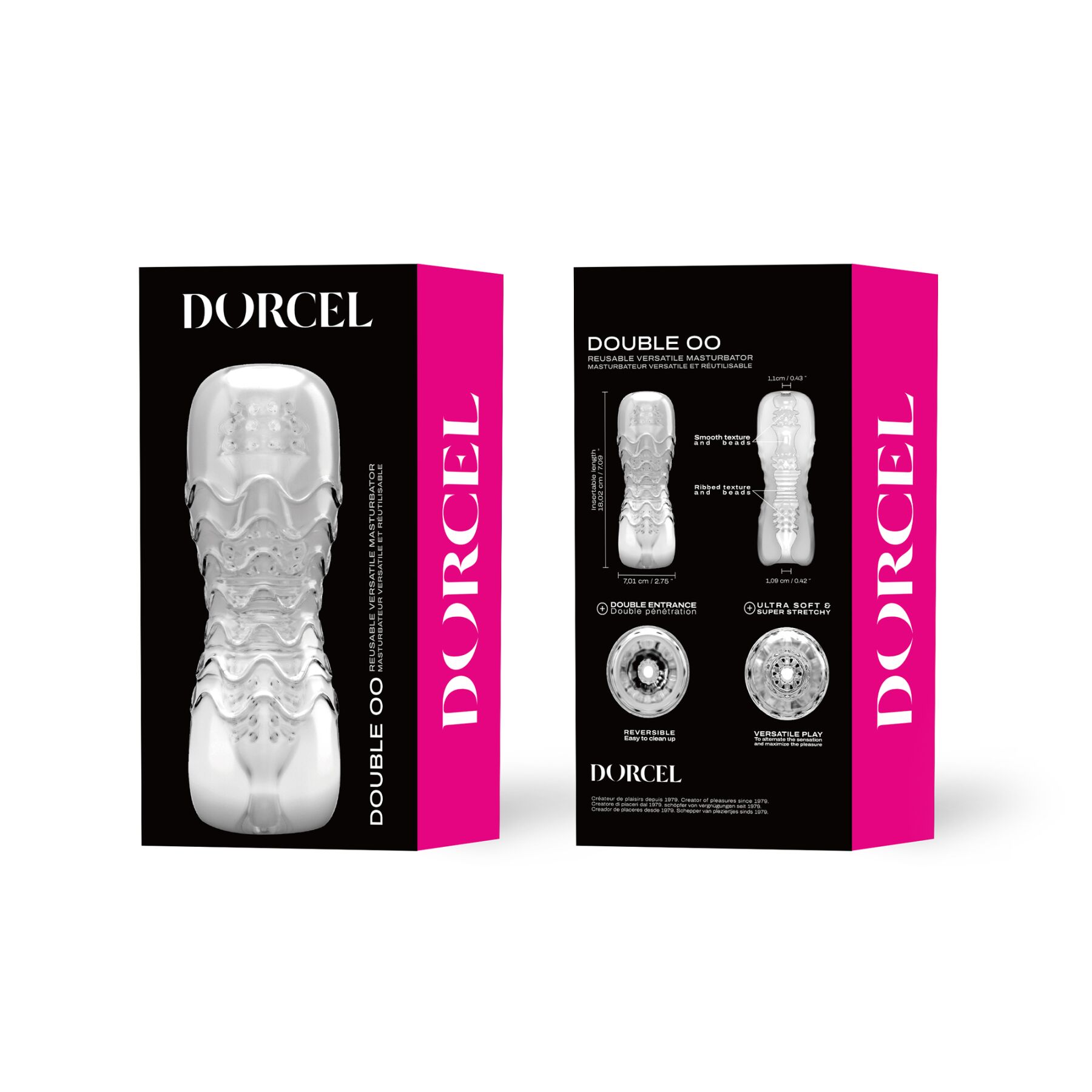 Мастурбатор Dorcel Double OO, двосторонній, два рельєфи, еластомер