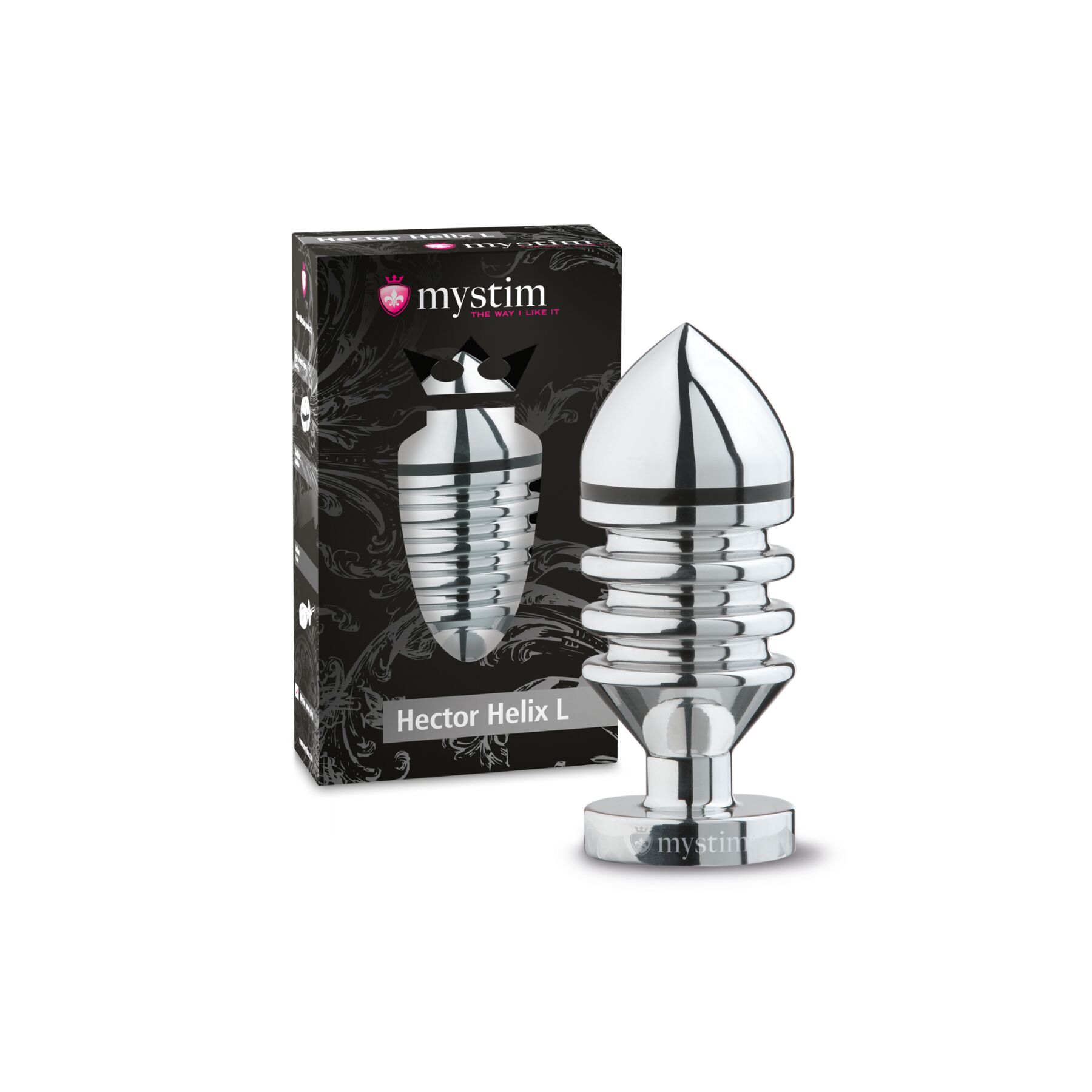 Металева пробка Mystim Hector Helix L з електростимуляцією, 5 см