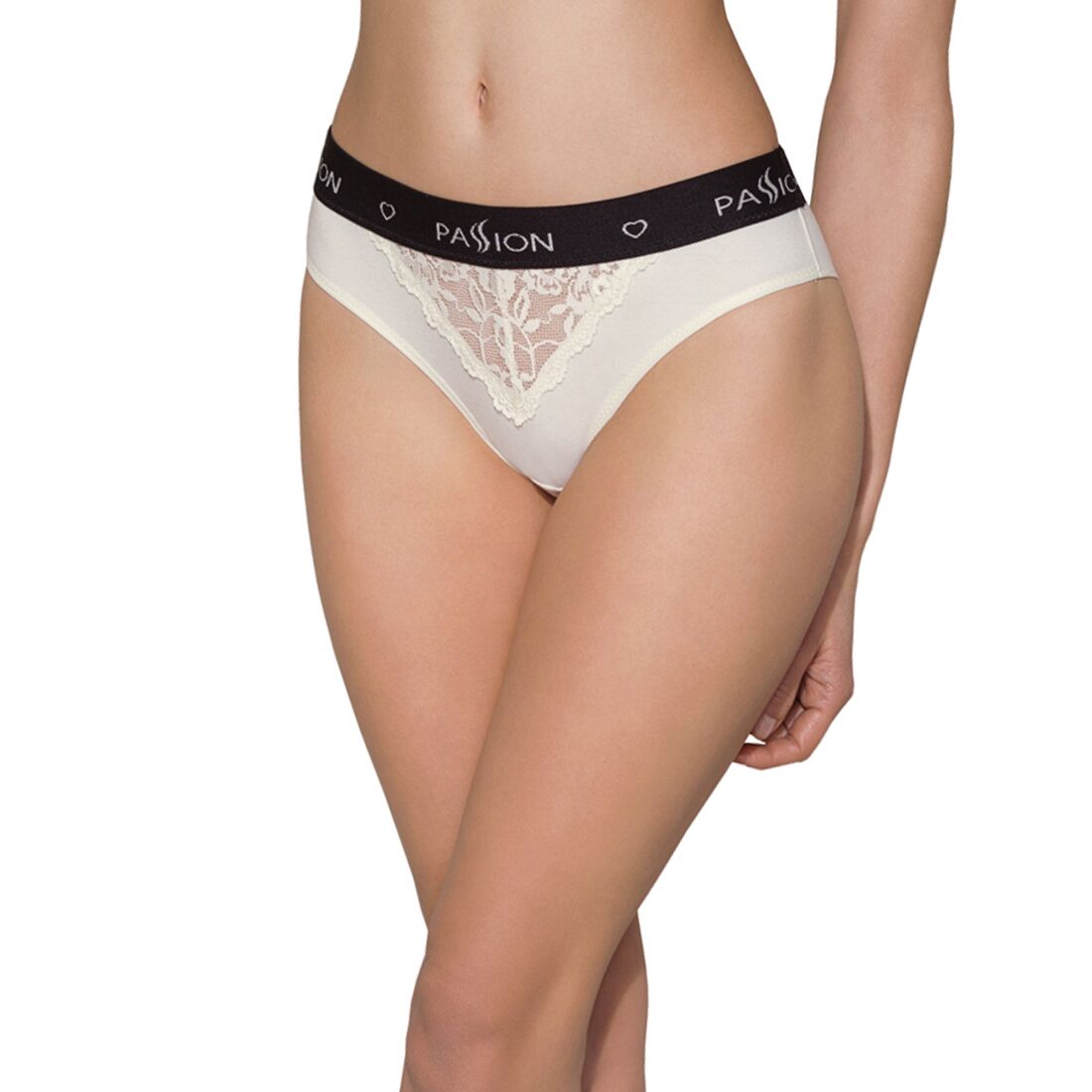Трусики з широкою гумкою і мереживом Passion PS001, ecru