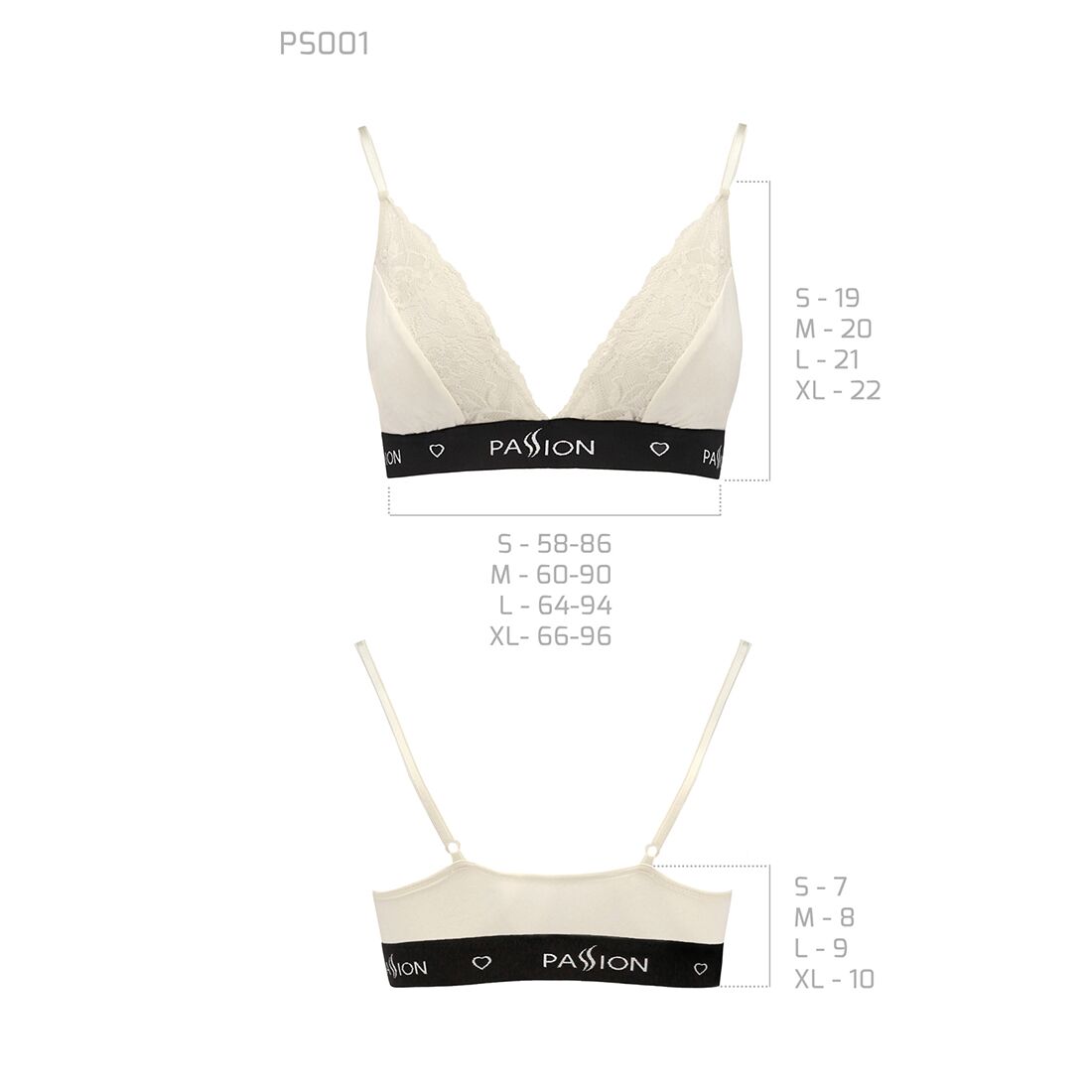 Еластичний топ з мереживом Passion PS001, XL, ecru