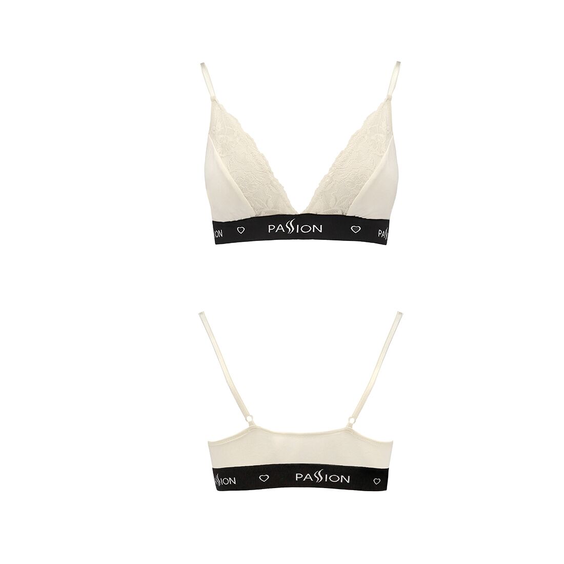 Еластичний топ з мереживом Passion PS001, XL, ecru