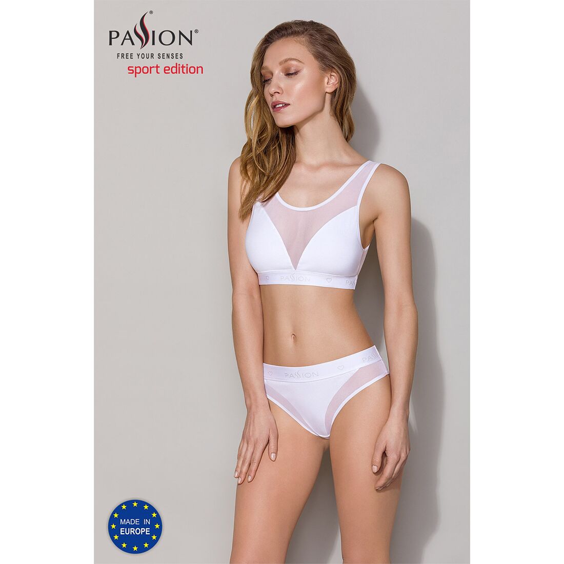 Трусики з прозорою вставкою Passion PS002 PANTIES, M, білий