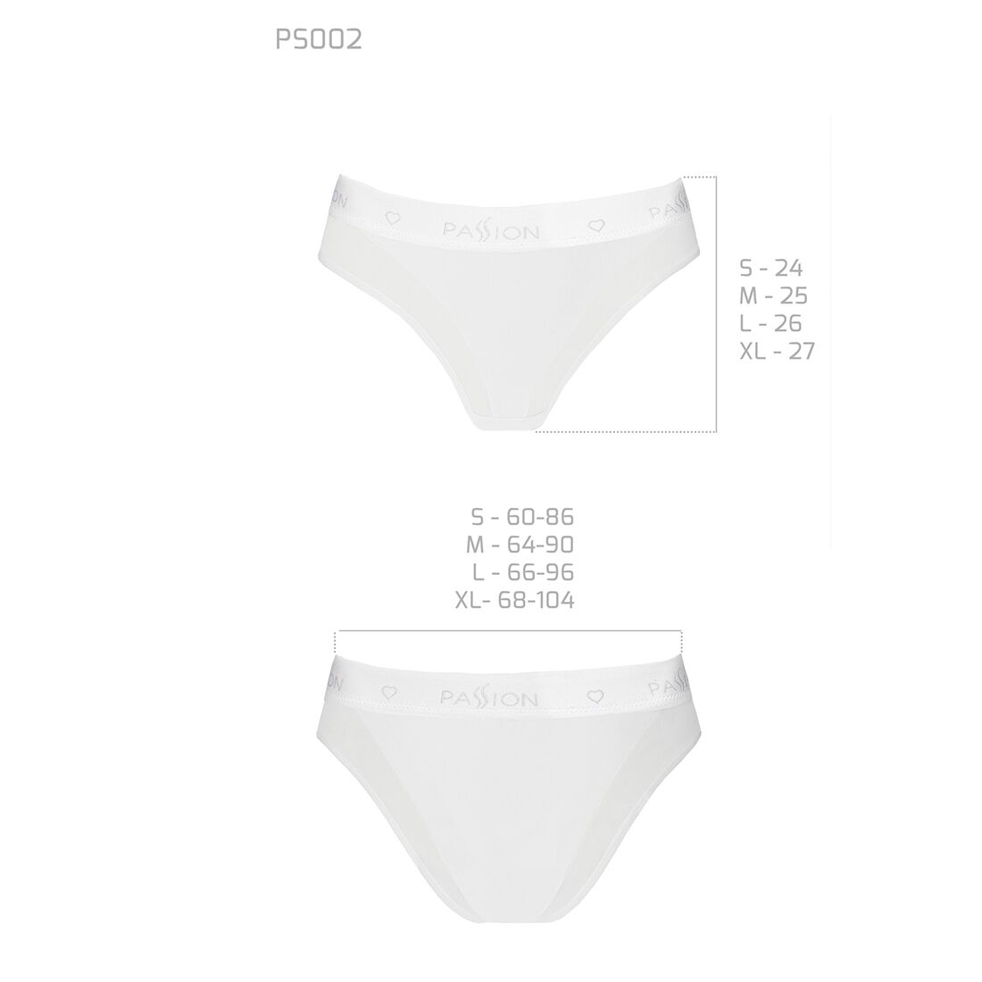 Трусики Passion PS002 PANTIES S з прозорою вставкою, білі