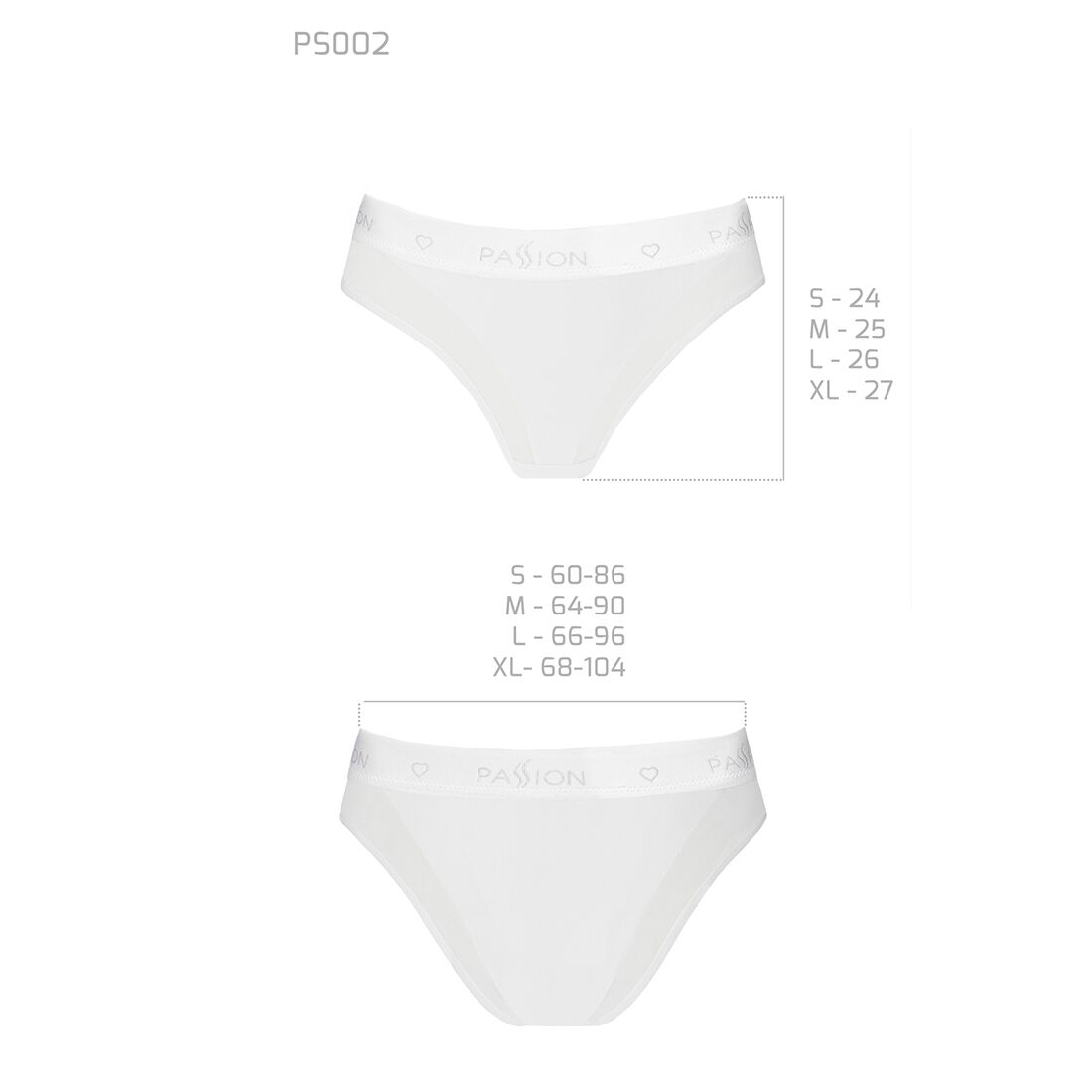 Трусики з прозорою вставкою Passion PS002, білий, XL