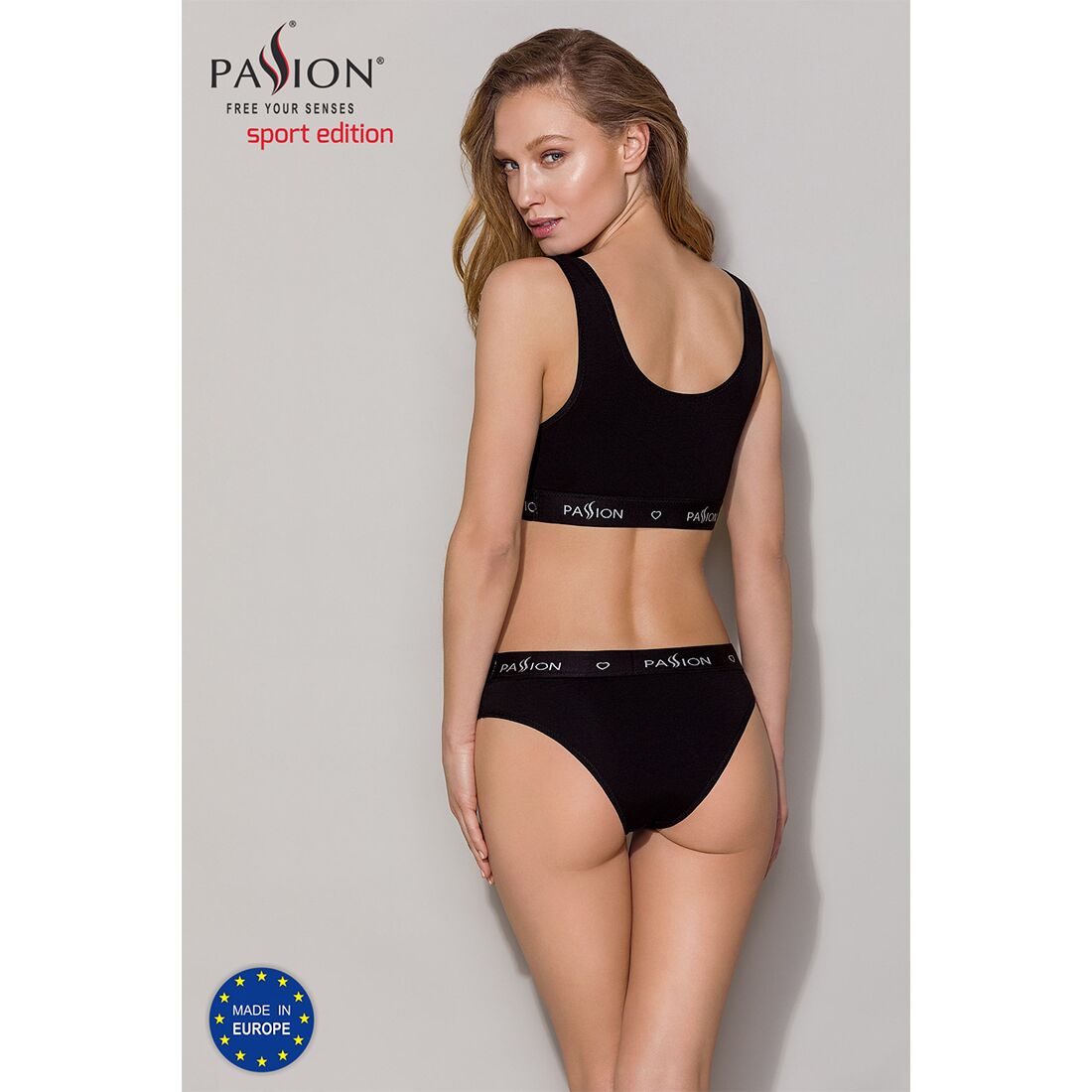 Спортивний топ з широкою гумкою Passion XL, чорний