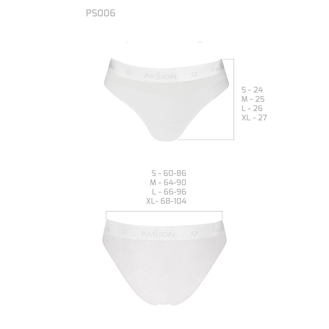 Трусики Passion PS006 з прозорою вставкою, XL, білий