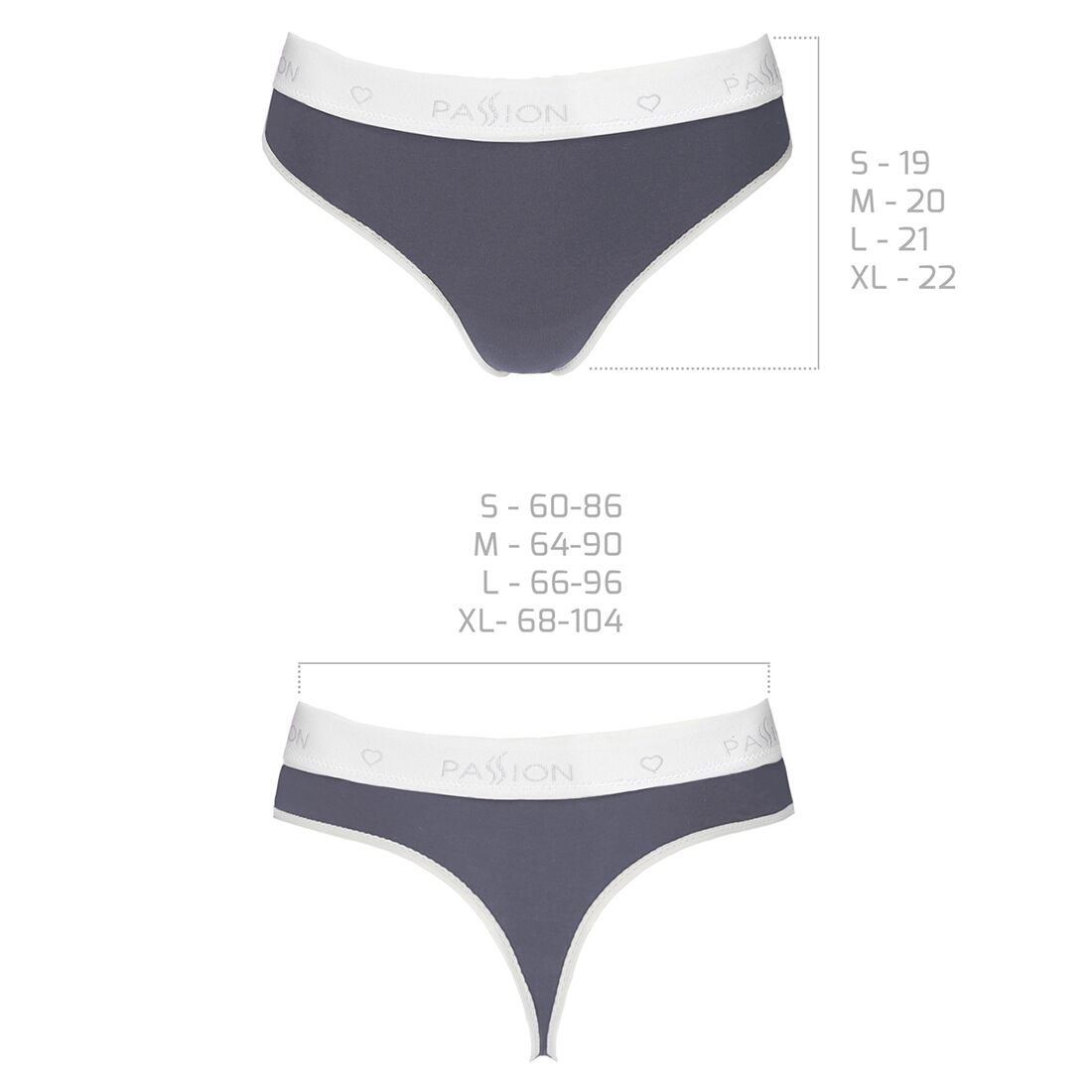 Спортивні трусики-стрінги Passion PS007 PANTIES темно-сірі, L