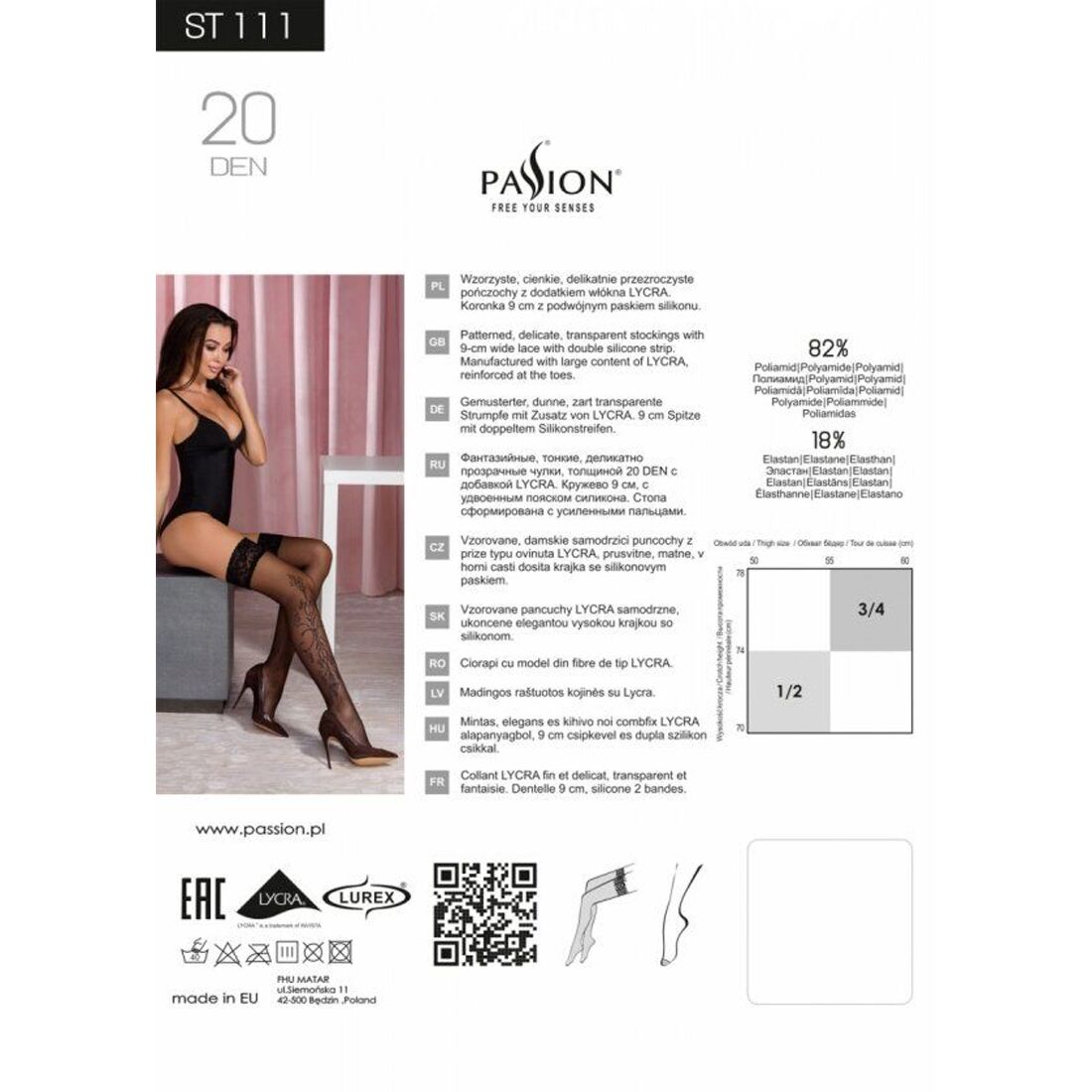 Колготки з ефектом панчох Passion TI112, nero-roso, 60/20 den