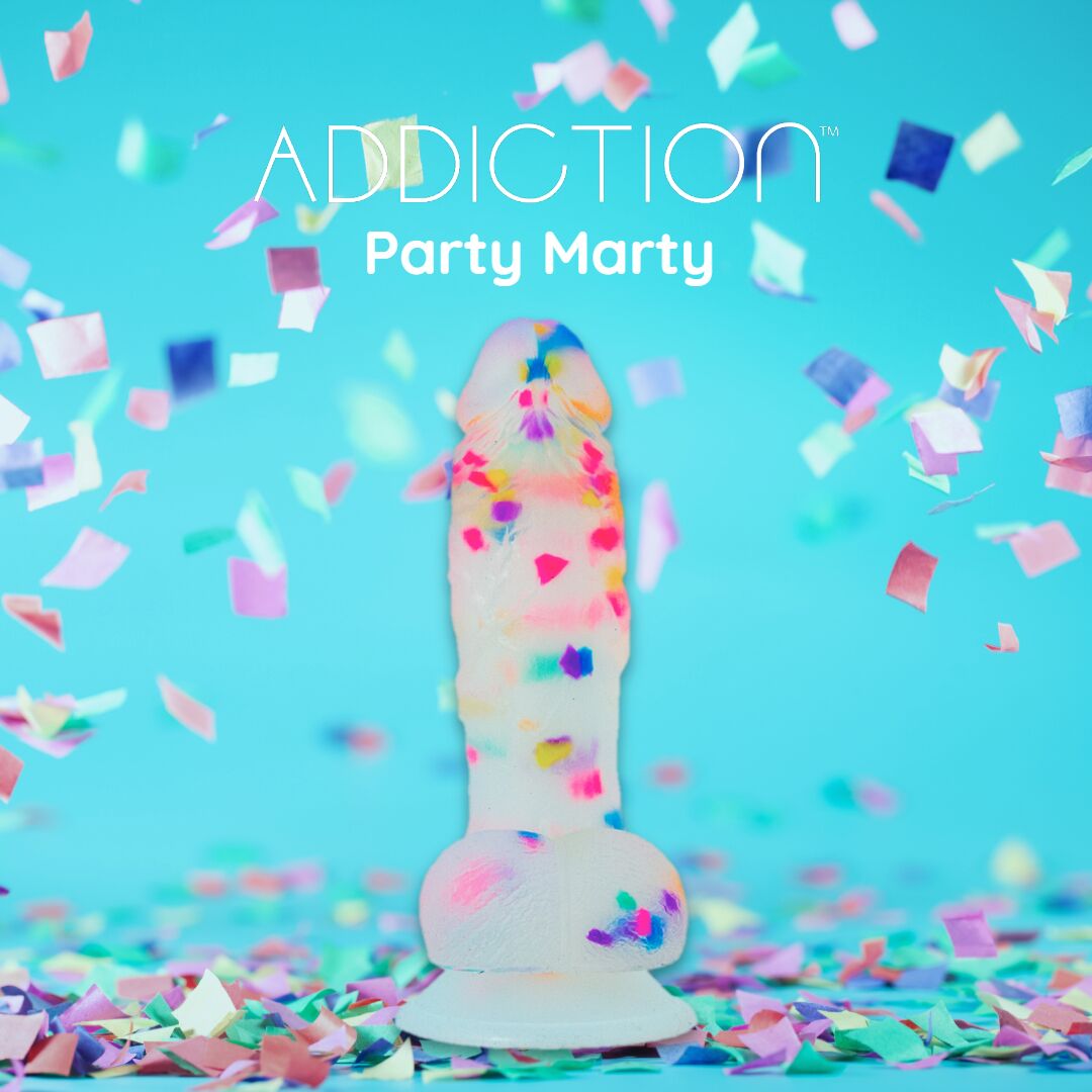 Фалоімітатор ADDICTION PARTY MARTY 7.5″, Frost & Confetti