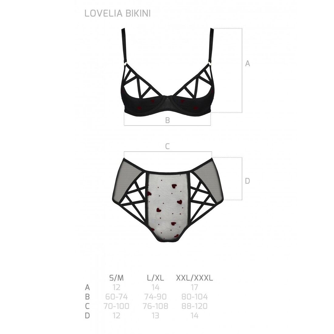 Елегантний комплект білизни Passion LOVELIA BIKINI XXL/XXXL, чорний