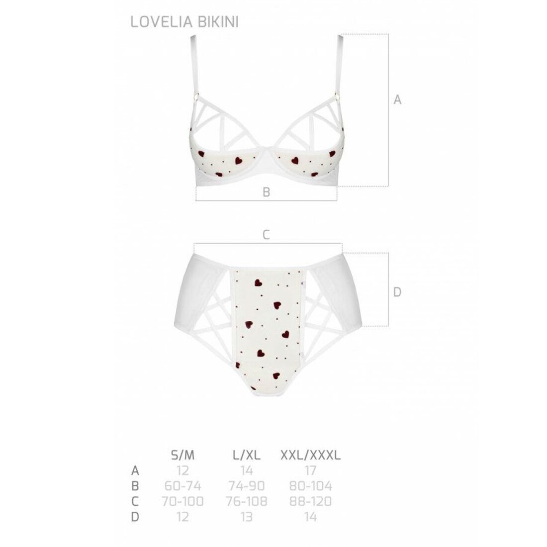 Елегантний комплект Passion LOVELIA BIKINI S/M, білий