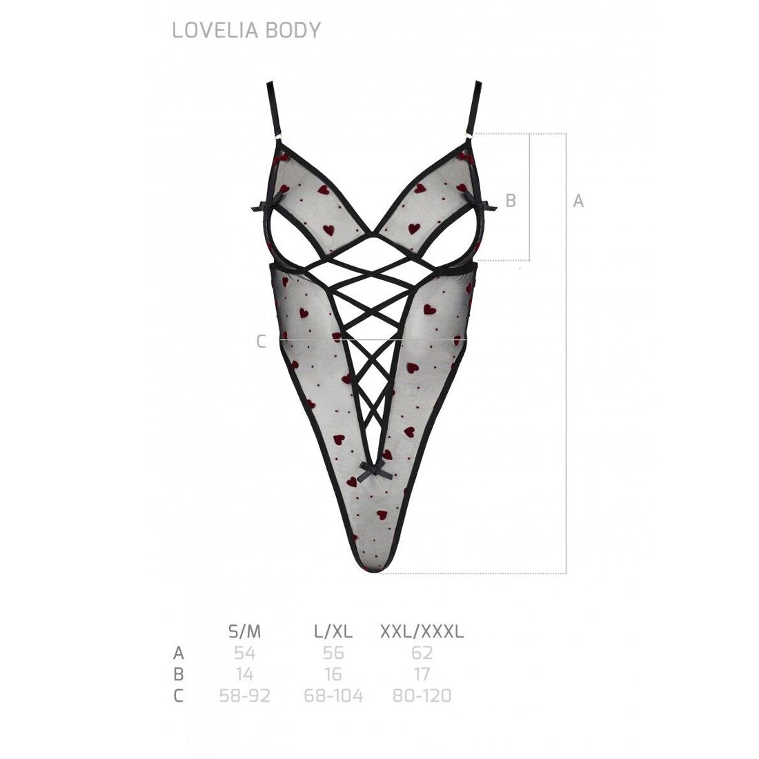 Елегантний боді з малюнком Passion LOVELIA BODY, чорний, L/XL