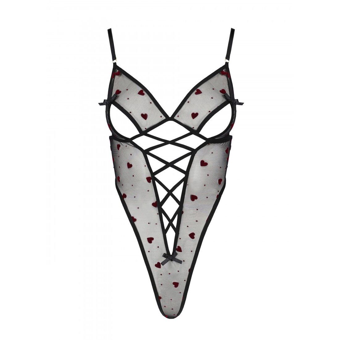 Елегантний боді з малюнком Passion LOVELIA BODY, чорний, L/XL
