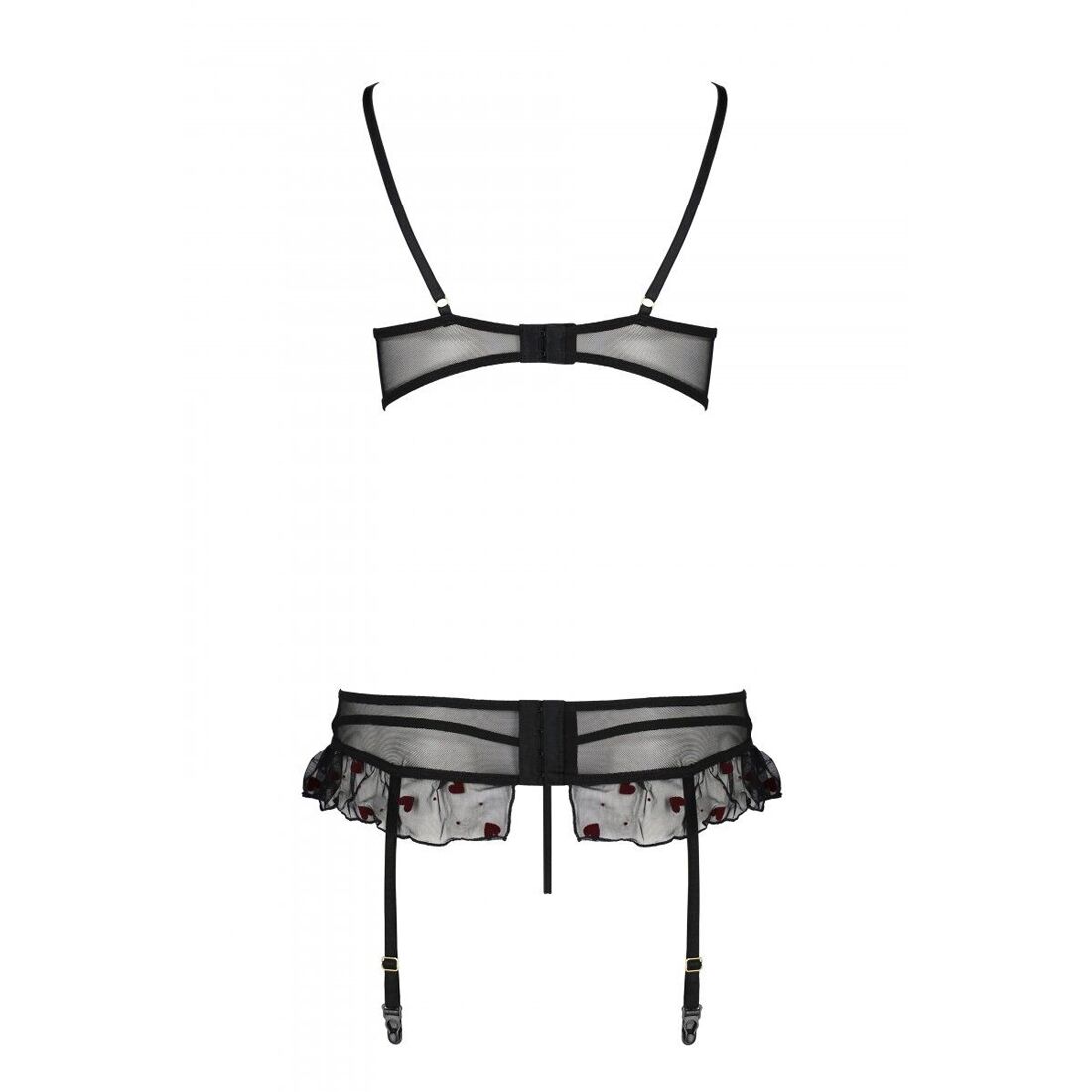 Інтимний комплект з поясом для панчіх Passion LOVELIA SET, чорний, L/XL