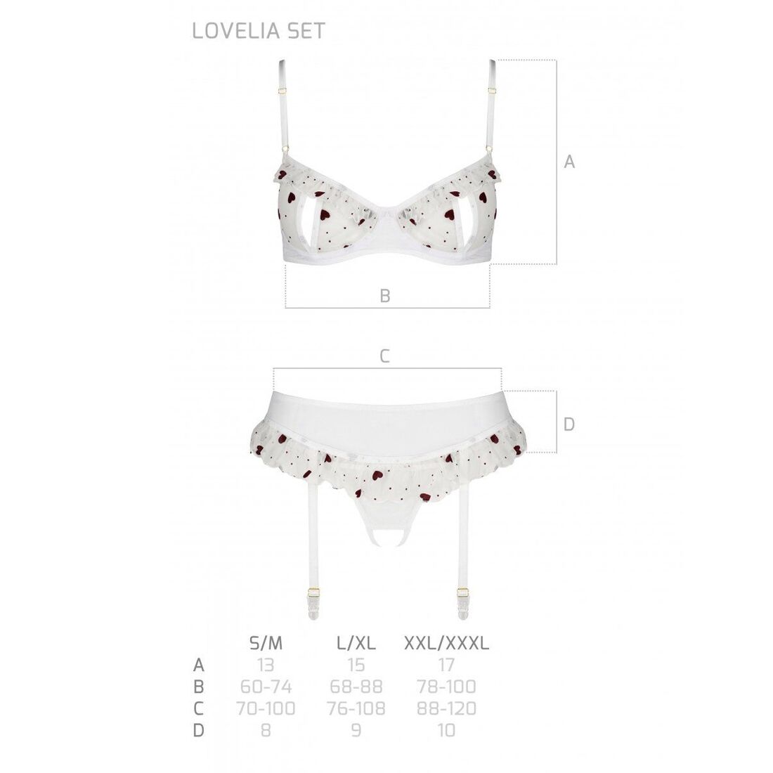 Інтимний комплект з поясом для панчіх Passion LOVELIA XXL/XXXL, білий
