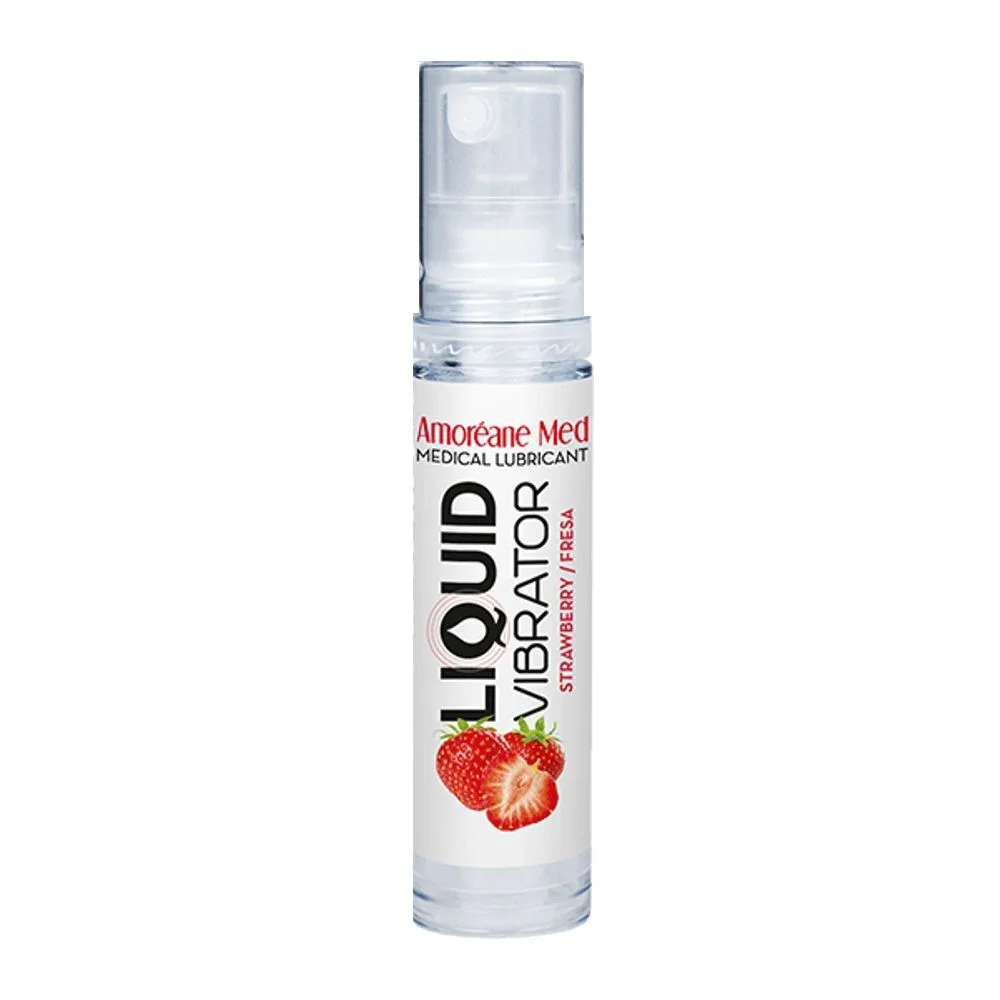 Лубрикант з ефектом вібрації Amoreane Med Liquid Vibrator Strawberry (10 мл) - Зображення 3