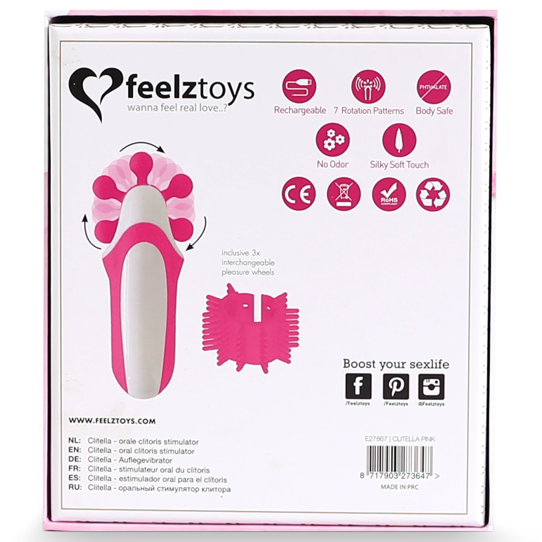 FeelzToys Clitella Oral Clitoral Stimulator - Pink