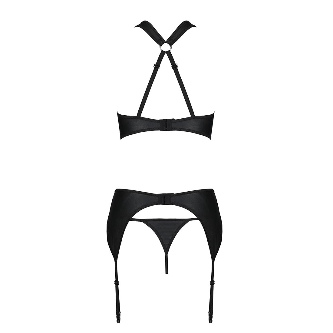 Сітчастий набір AMANDA SET S/M, чорний - бюстгальтер, трусики, пояс