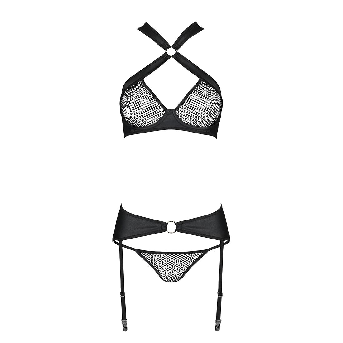 Сітчастий набір Amanda Set XXL/XXXL, чорний - елегантна білизна