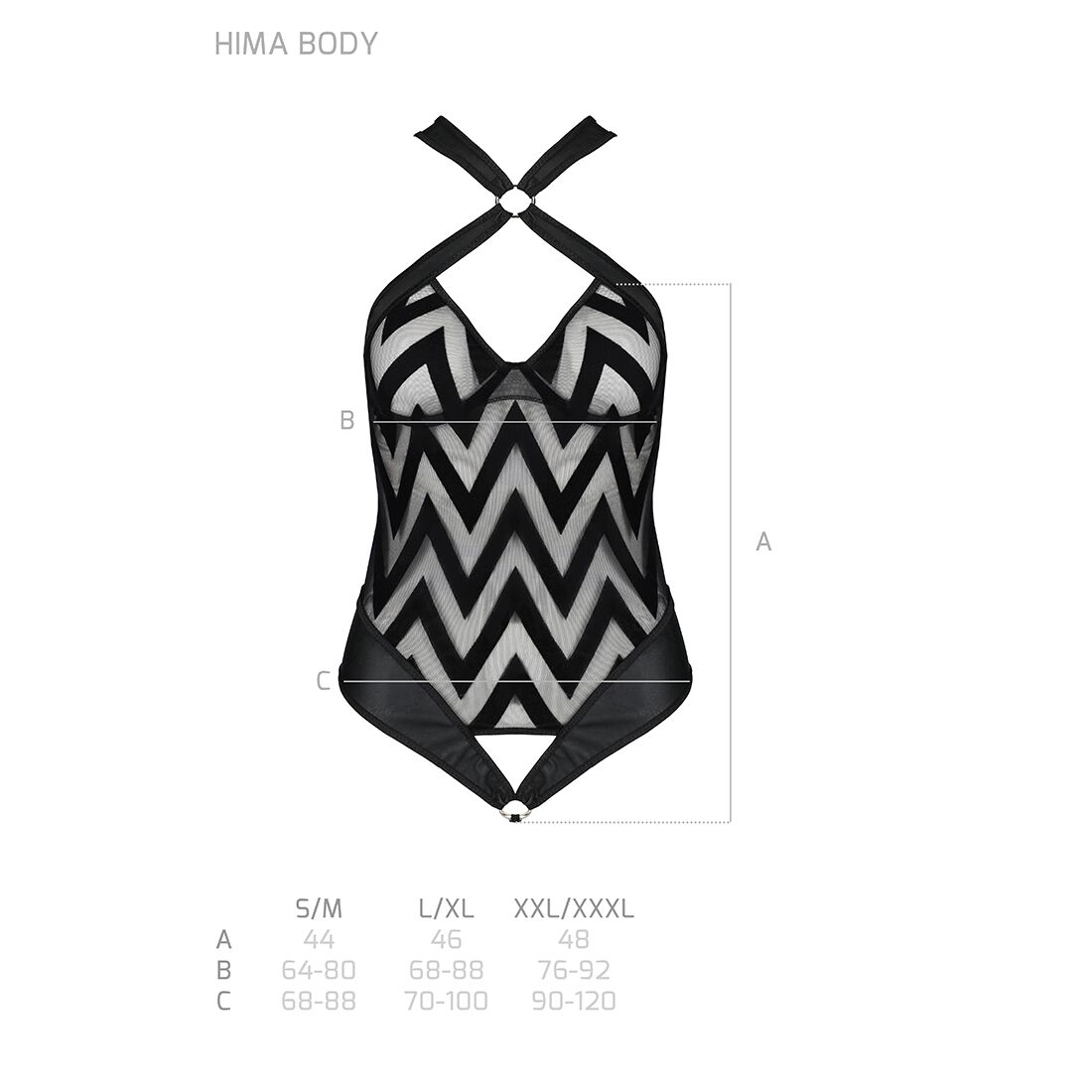 Сітчастий боді з халтером Passion Hima Body S/M, чорний