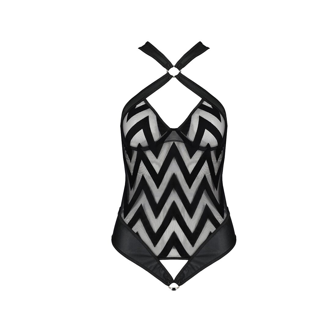 Сітчастий боді з халтером Passion Hima Body XXL/XXXL, чорний
