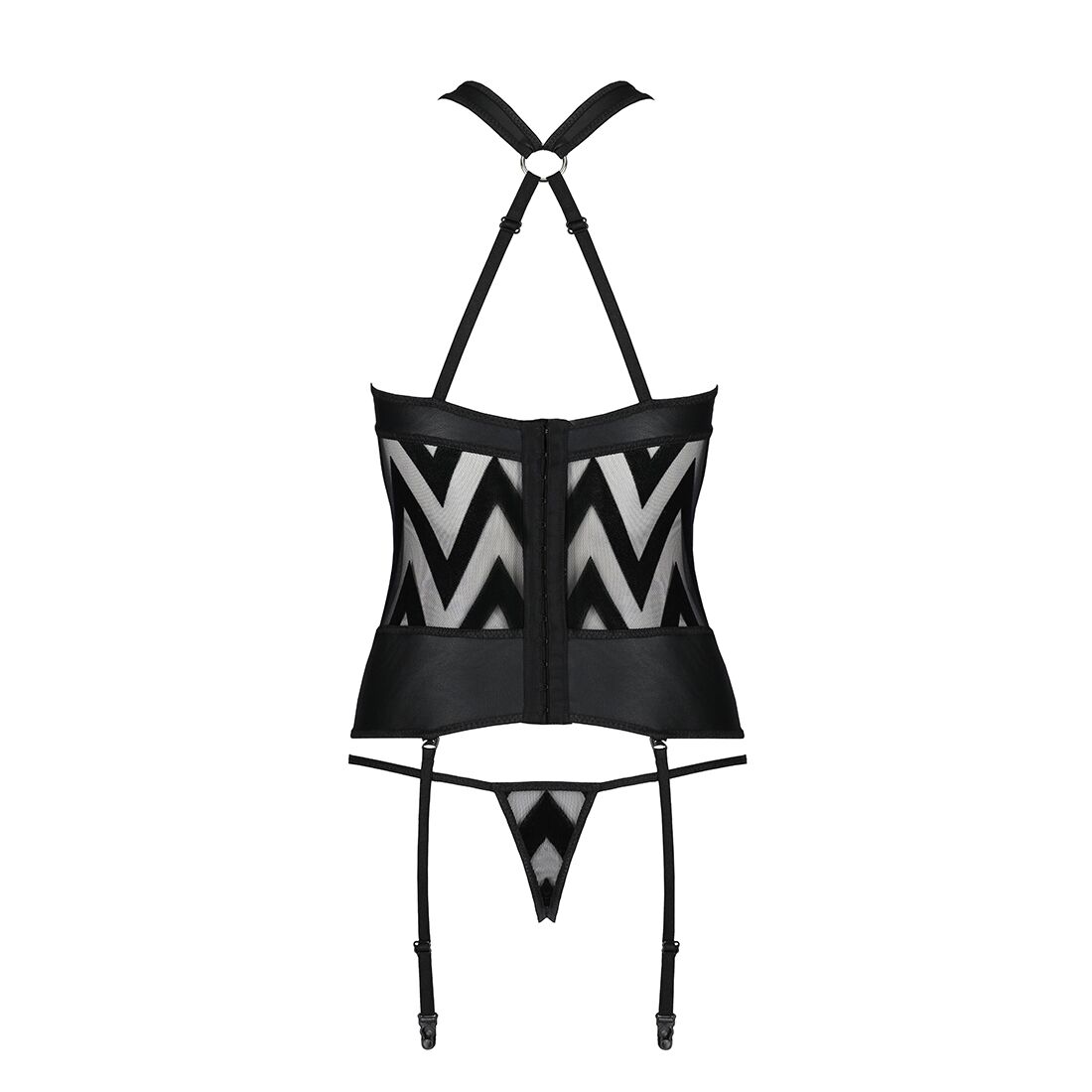 Сітчастий комплект Passion HIMA CORSET L/XL black з халтером