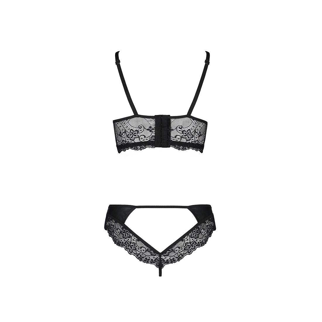 Комплект з еко-шкіри та мережива Passion LOONA SET S/M, black, бра і трусики