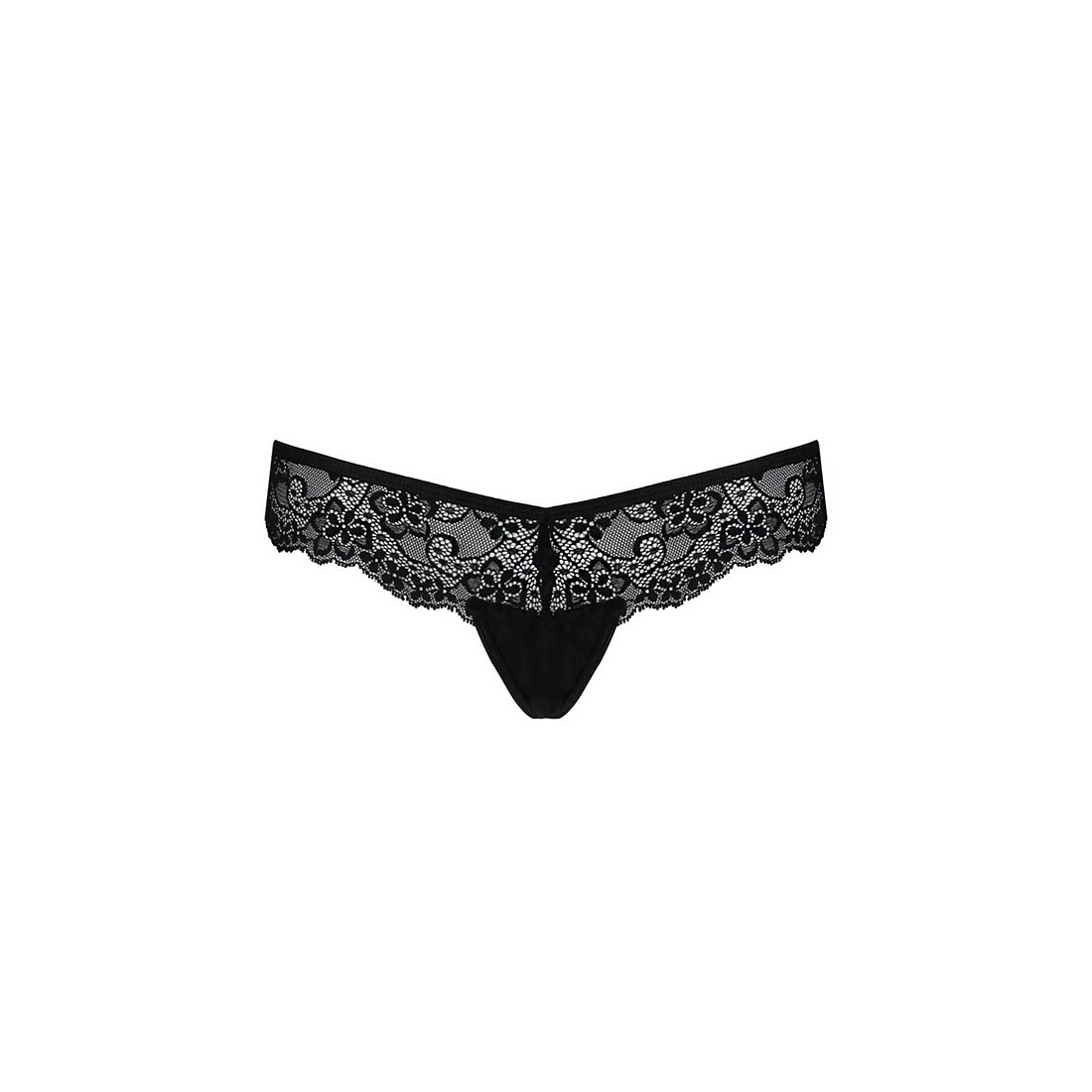 Мереживні трусики-танга з бантиком Passion NAJA THONG XXL/XXXL, чорні