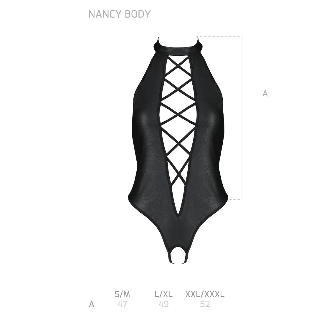 Боді з еко-шкіри Passion NANCY BODY L/XL, чорний