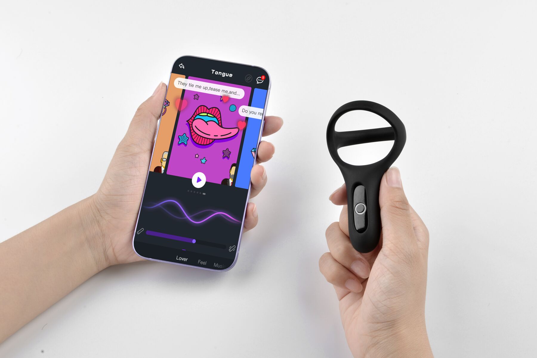 Подвійне ерекційне кільце Fun Town Rise Black з керуванням зі смартфона