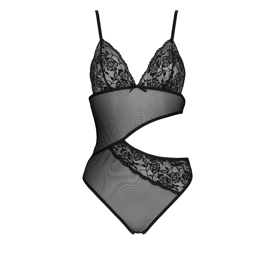 Боді з ажурним ліфом Passion CHRISTA BODY L/XL у чорному кольорі