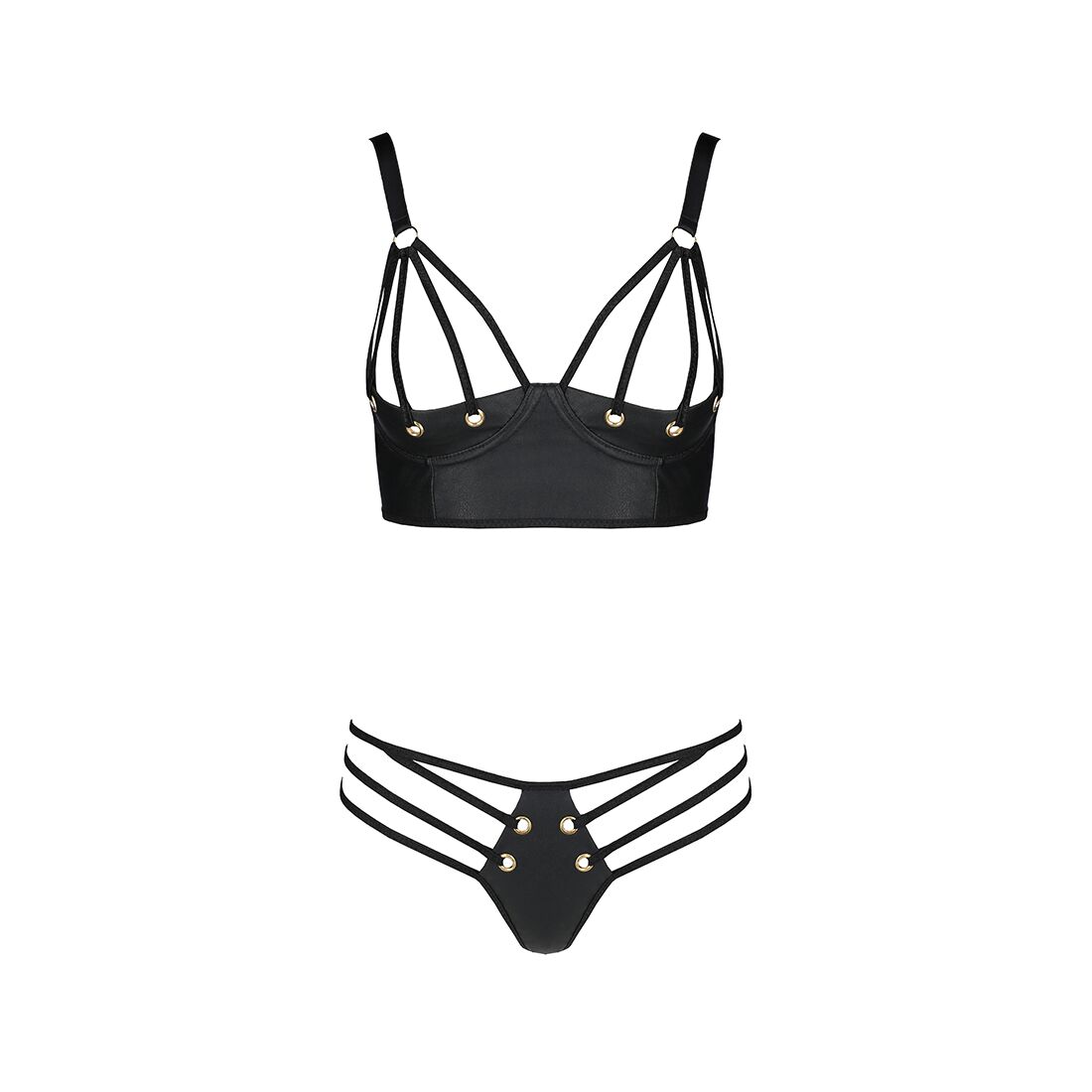 Комплект з екошкіри з люверсами та ремінцями Passion MALWIA BIKINI